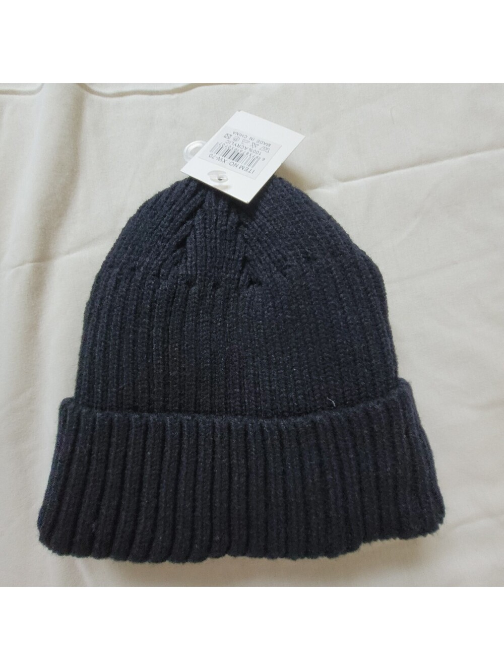 NWT Black Ribbed Knit Beanie Hat Fleece Lined Winter Cap Unisex One Size Warm